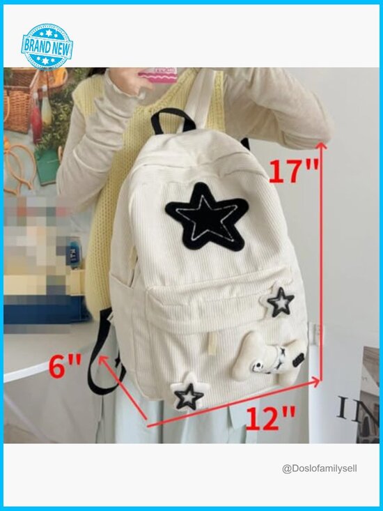 Grunge Star Backpack Y2K Aesthetic Vintage Rucksack Travel Laptop Bag